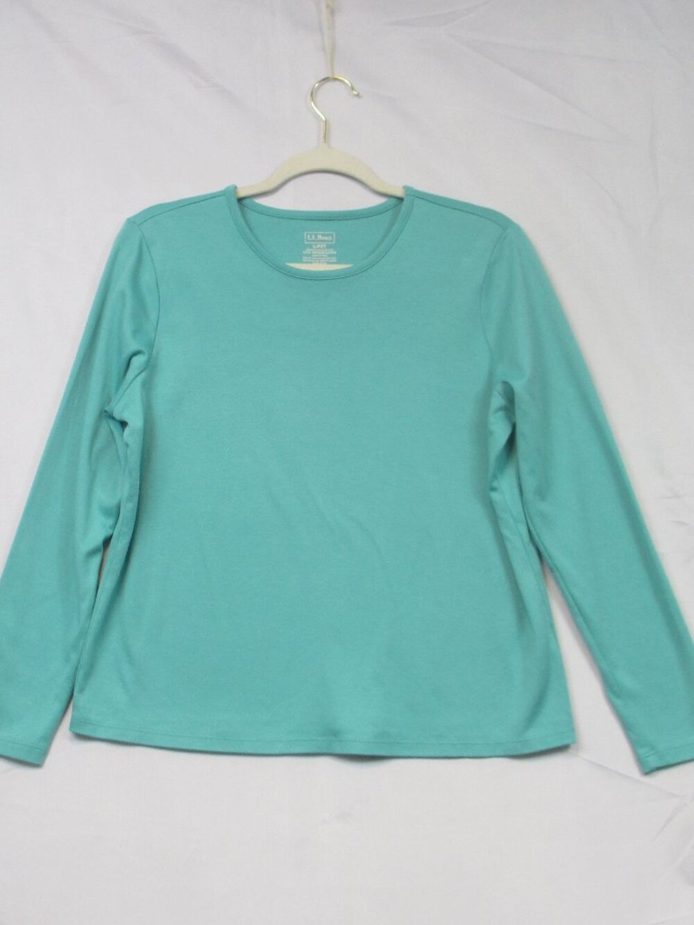 L.L. Bean 100% Supima Cotton Long Sleeve Tee Shirt Womens Crewneck Green Size LP